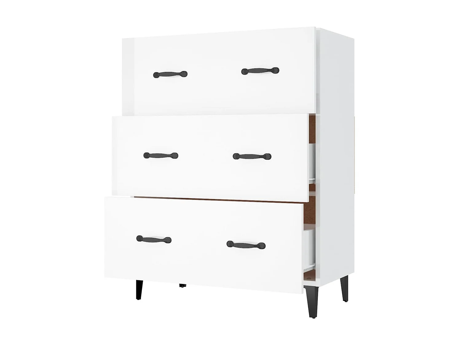 Dressoir 69,5x34x90 cm bewerkt hout hoogglans wit