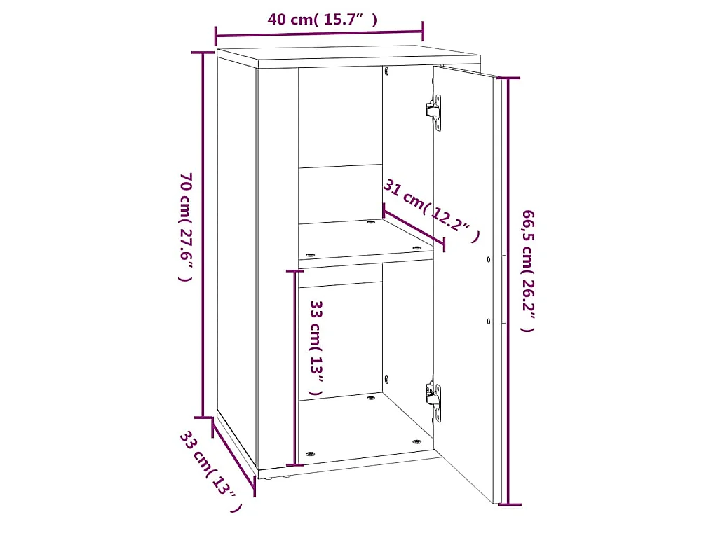 Buffet Chêne fumé 40x33x70 cm Bois d'ingénierie