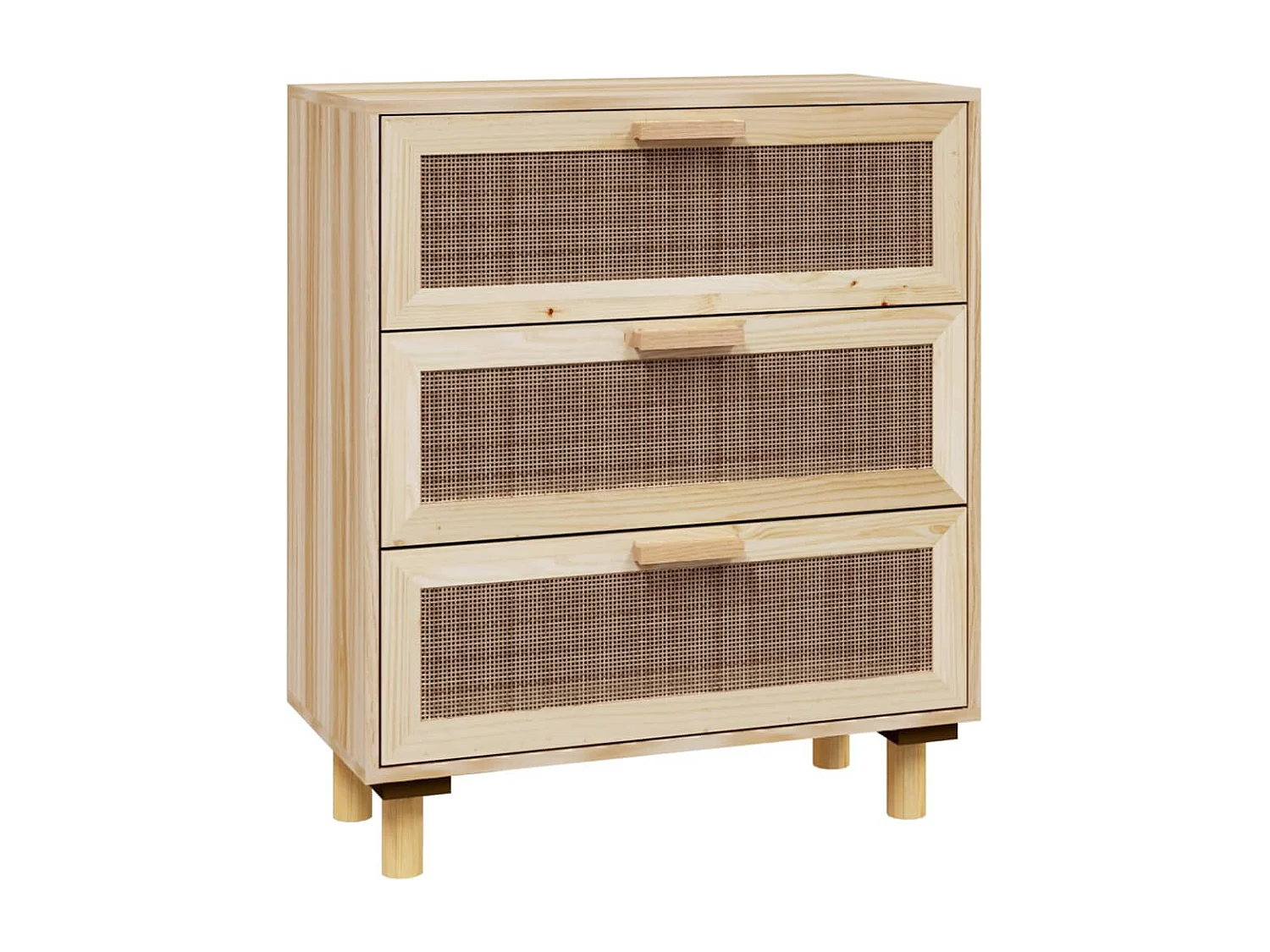 Buffet Marron 60x30x70 cm Bois de pin massif et rotin naturel