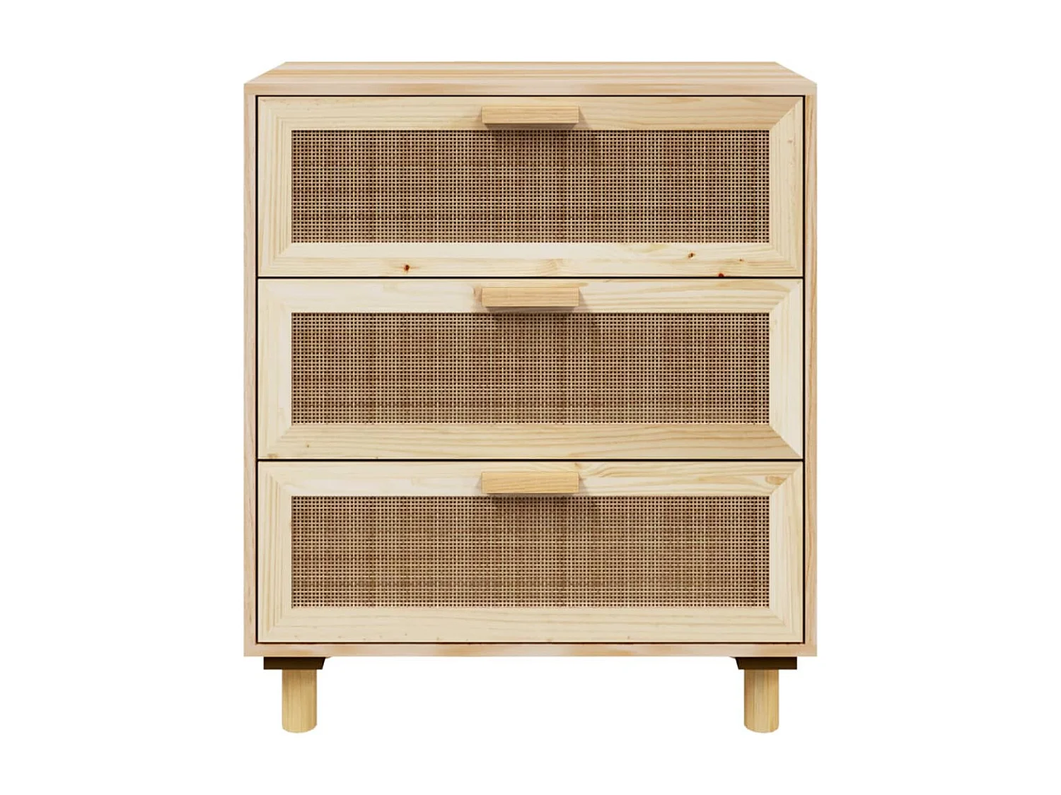 Buffet Marron 60x30x70 cm Bois de pin massif et rotin naturel