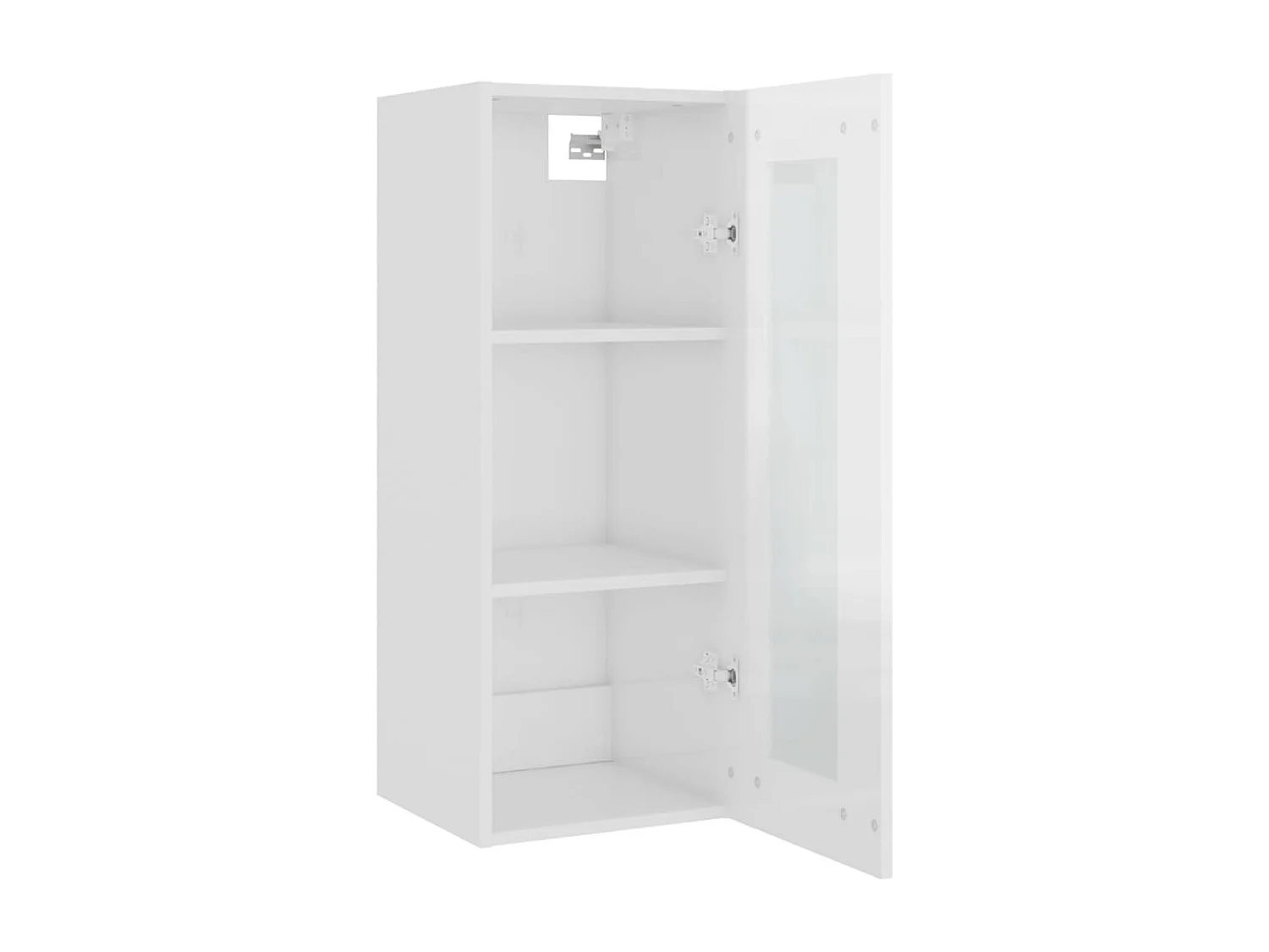 Armário de parede suspenso 34,5x34x90 cm branco brilhante