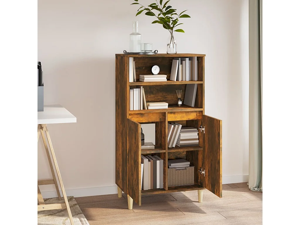 Aparador alto madera contrachapada roble ahumado 60x36x110 cm