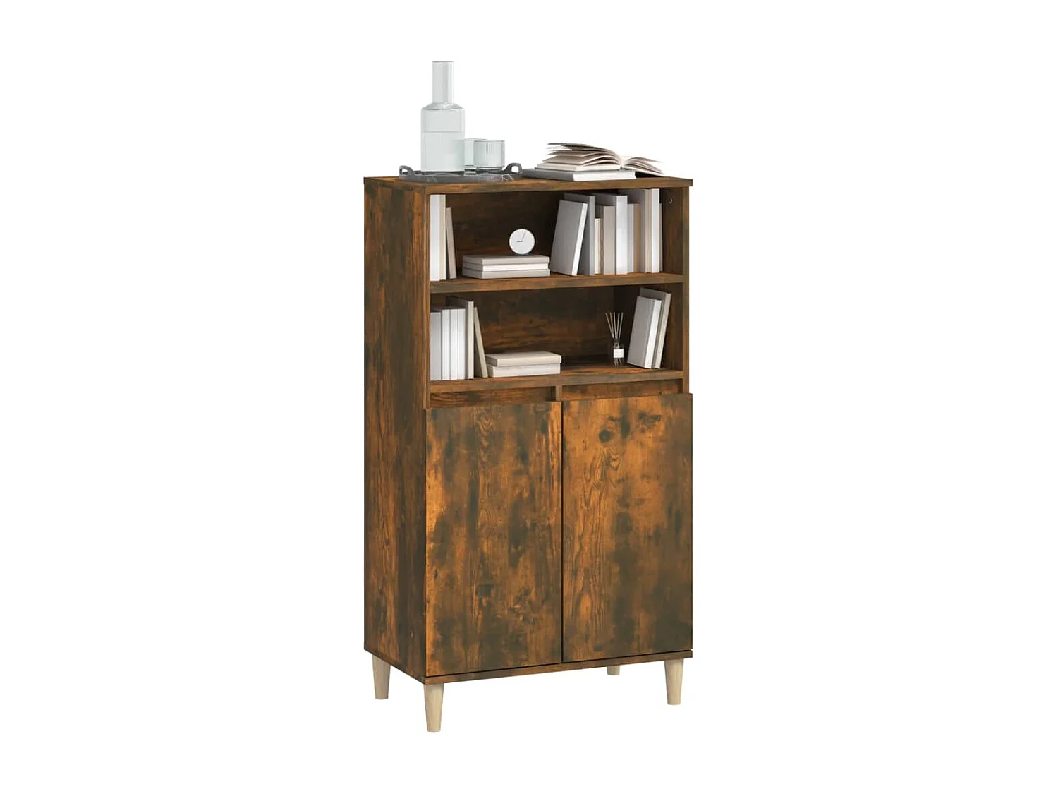 Buffet haut Chêne fumé 60x36x110 cm Bois d'ingénierie