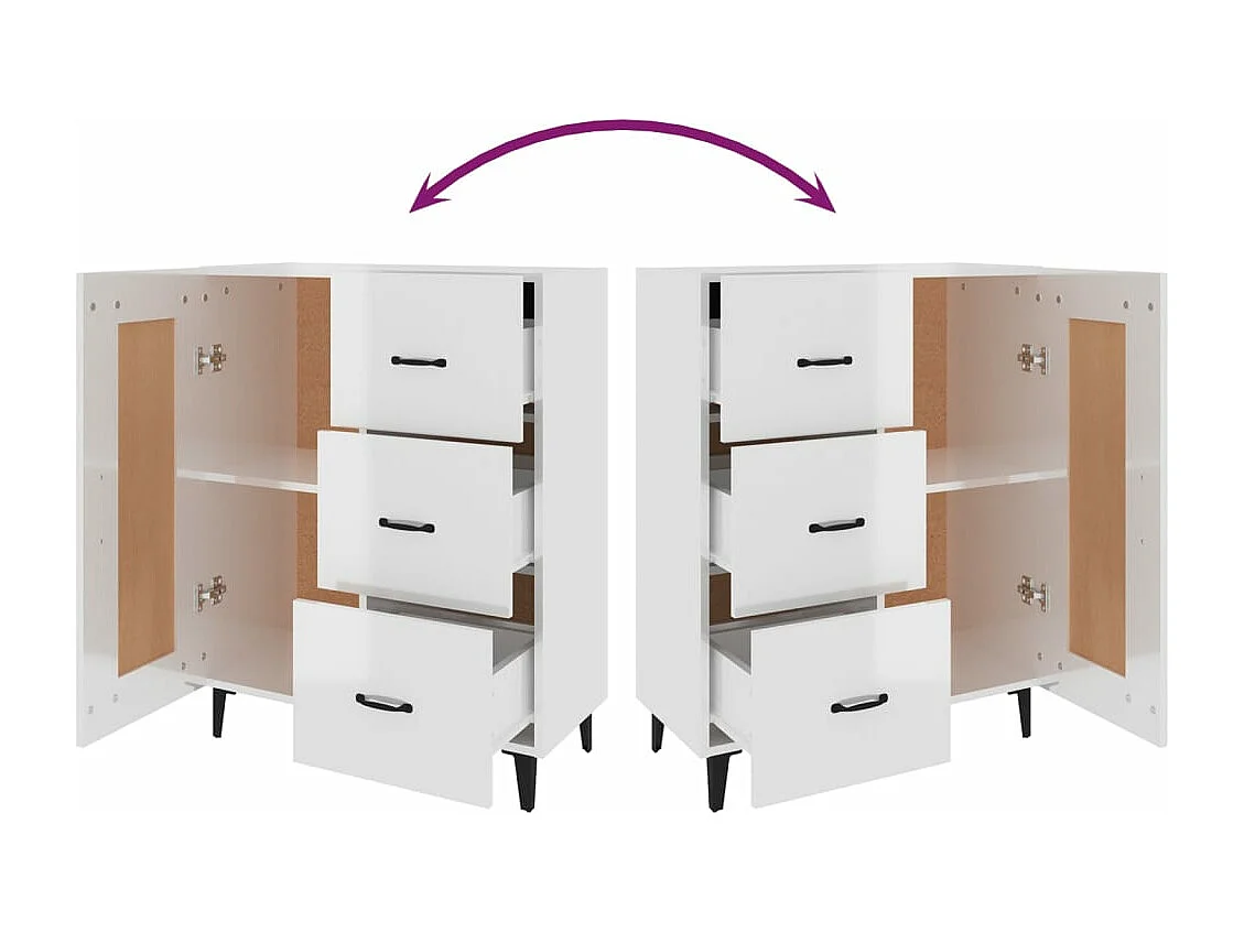 Buffet Blanc brillant 69,5x34x90 cm Bois d'ingénierie