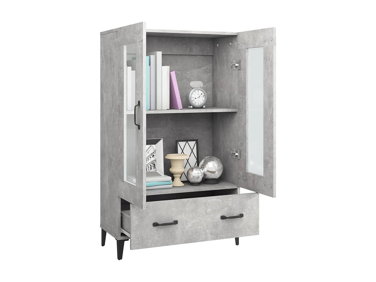 Buffet haut Gris béton 70x31x115 cm Bois d'ingénierie