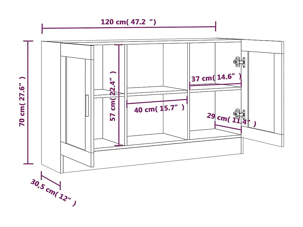 Armoire à vitrine Chêne marron 120x30,5x70 cm Bois d'ingénierie