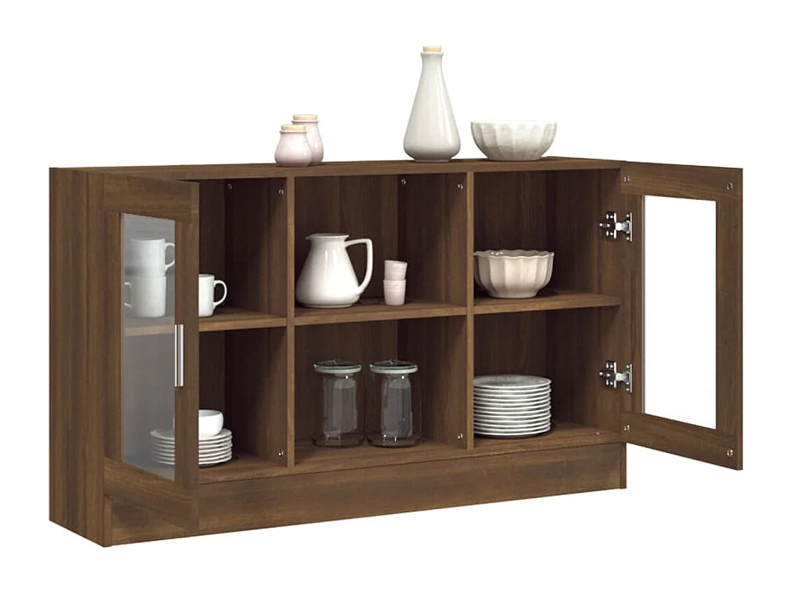 Mobile Vetrina Rovere Marrone 120x30,5x70 cm Legno Multistrato