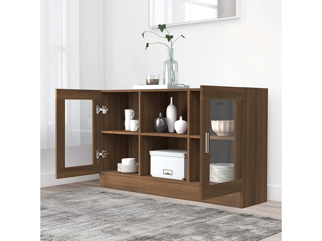 Mobile Vetrina Rovere Marrone 120x30,5x70 cm Legno Multistrato