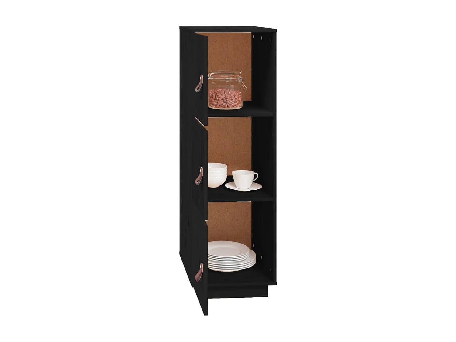 Buffet haut Noir 34x40x108,5 cm Bois massif de pin