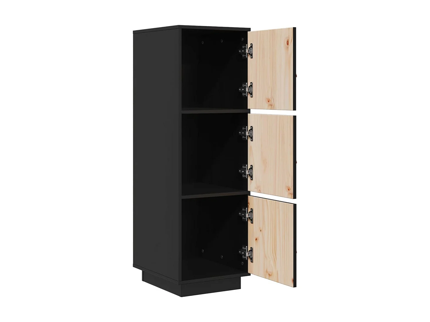 Buffet haut Noir 34x40x108,5 cm Bois massif de pin