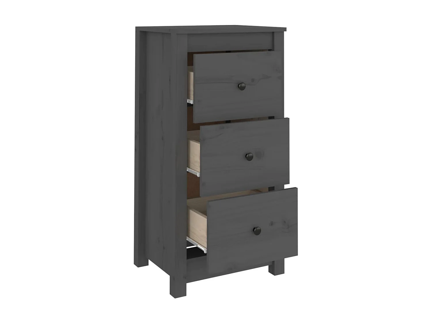 Sideboards 2 Stk. Grau 40x35x80 cm Massivholz Kiefer