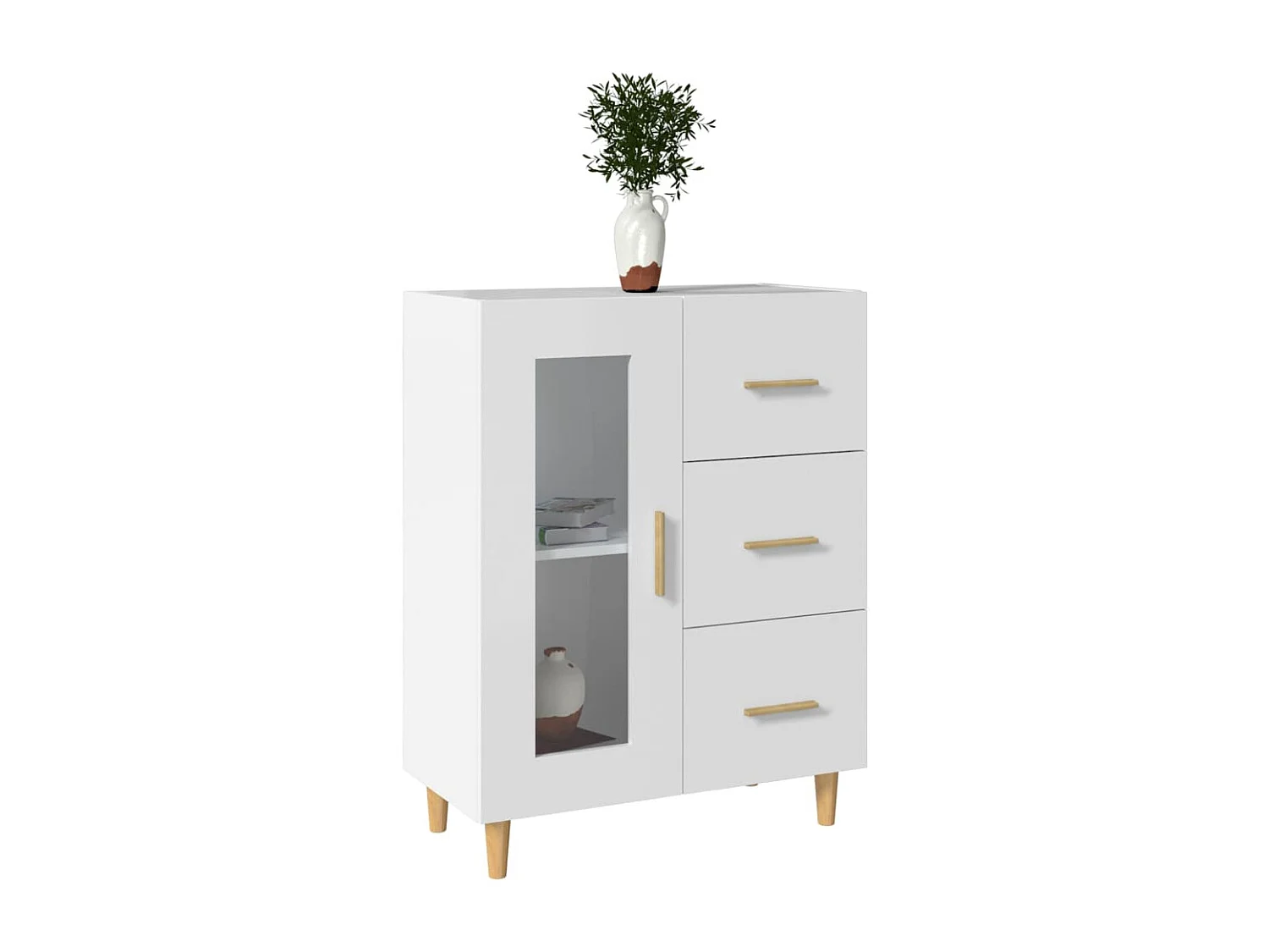 Buffet blanc 69,5x34x90 cm bois d'ingénierie