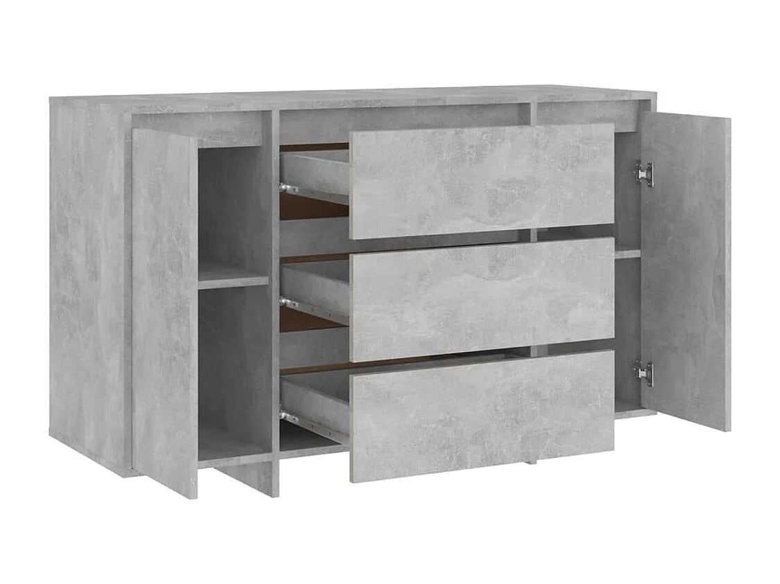 Buffet avec 3 tiroirs Gris béton 120x41x75 cm Bois d'ingénierie