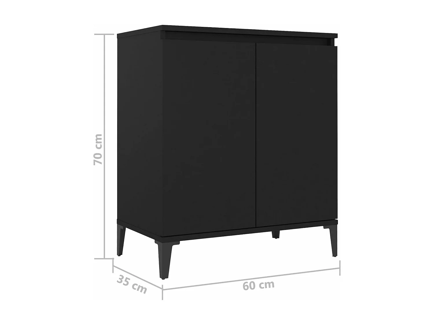 Buffet noir 60x35x70 cm bois d'ingénierie