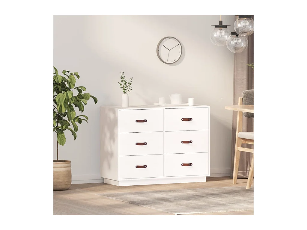 Sideboard Weiß 100x40x75 cm Massivholz Kiefer