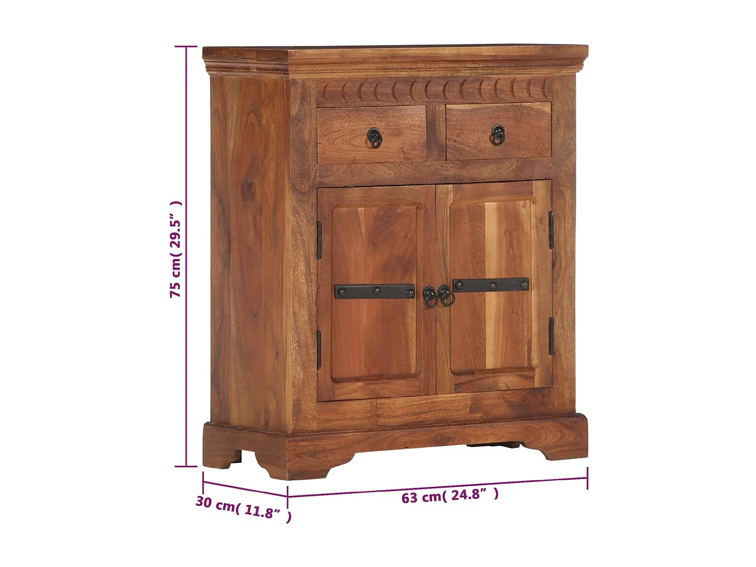 Buffet 63x30x75 cm Bois d'acacia massif