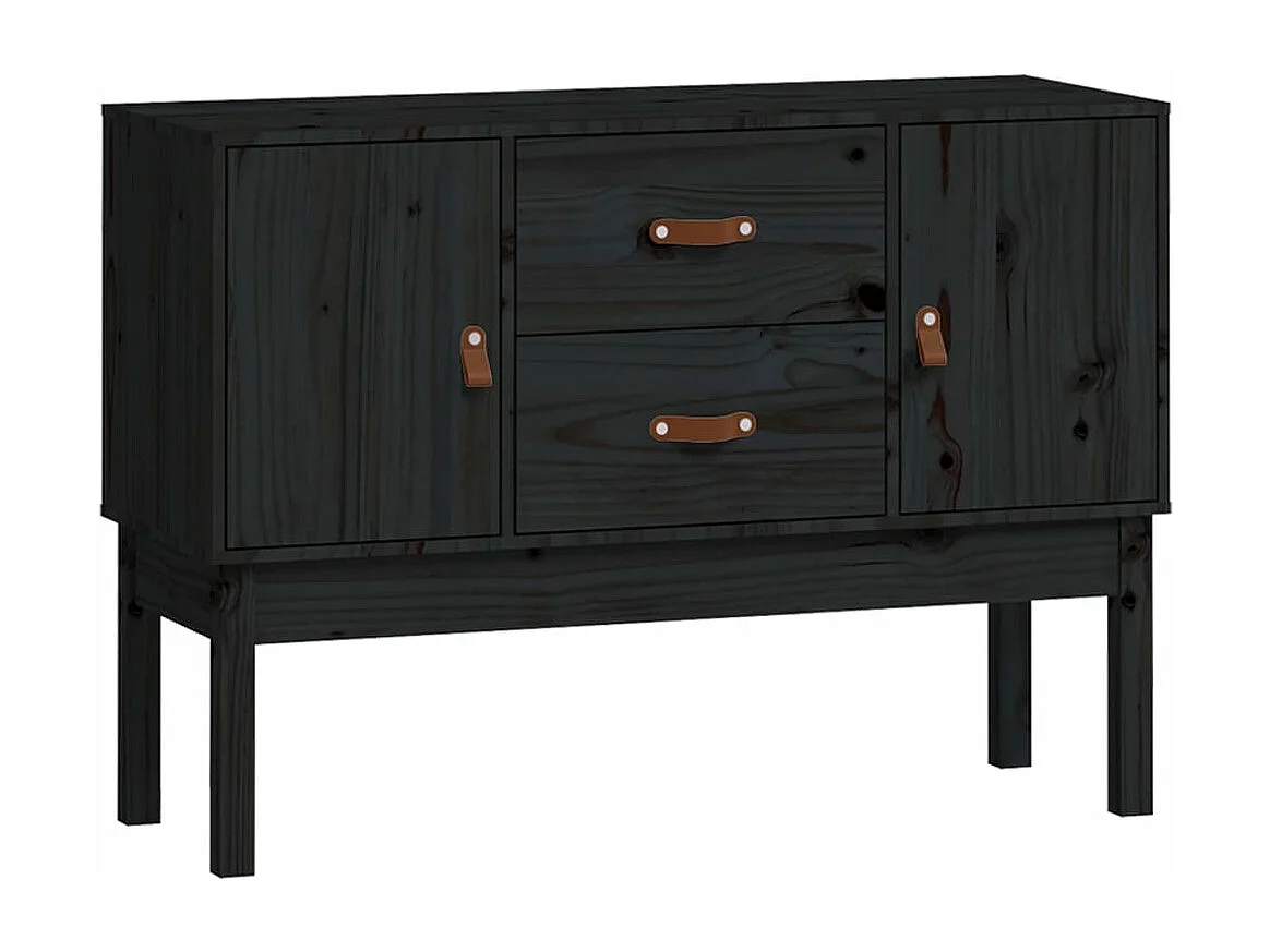 Sideboard Schwarz 110x40x78 cm Massivholz Kiefer