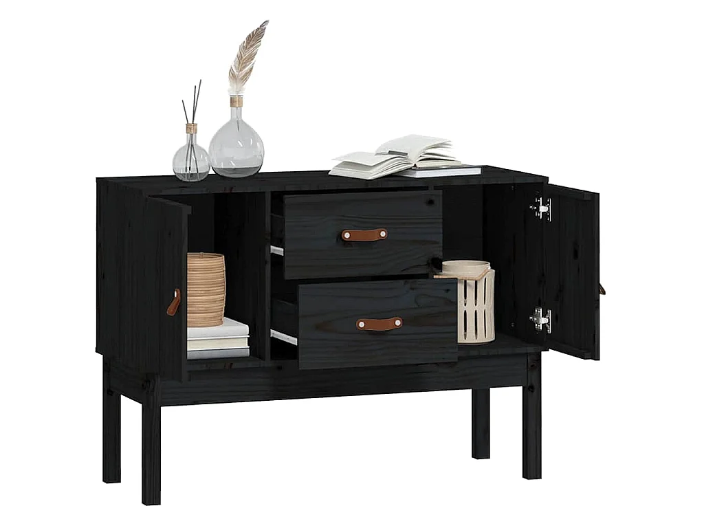Buffet Noir 110x40x78 cm Bois massif de pin