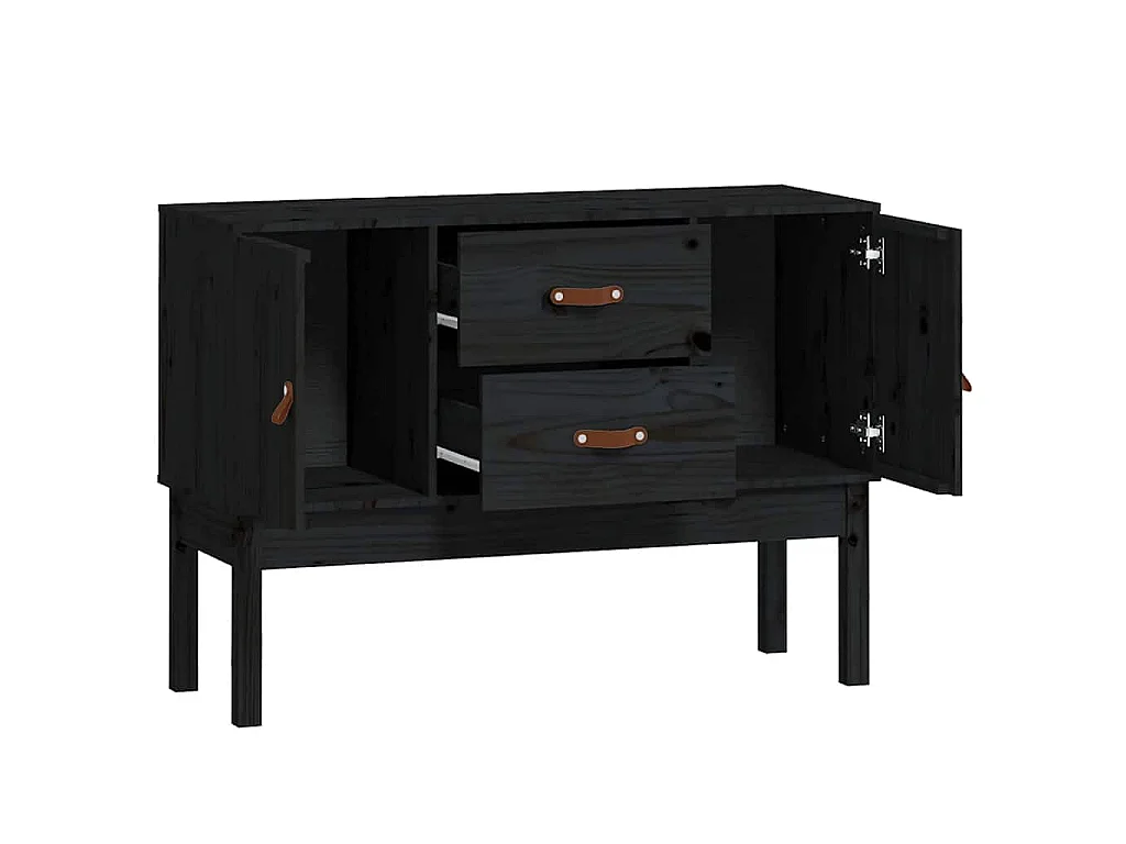 Buffet Noir 110x40x78 cm Bois massif de pin