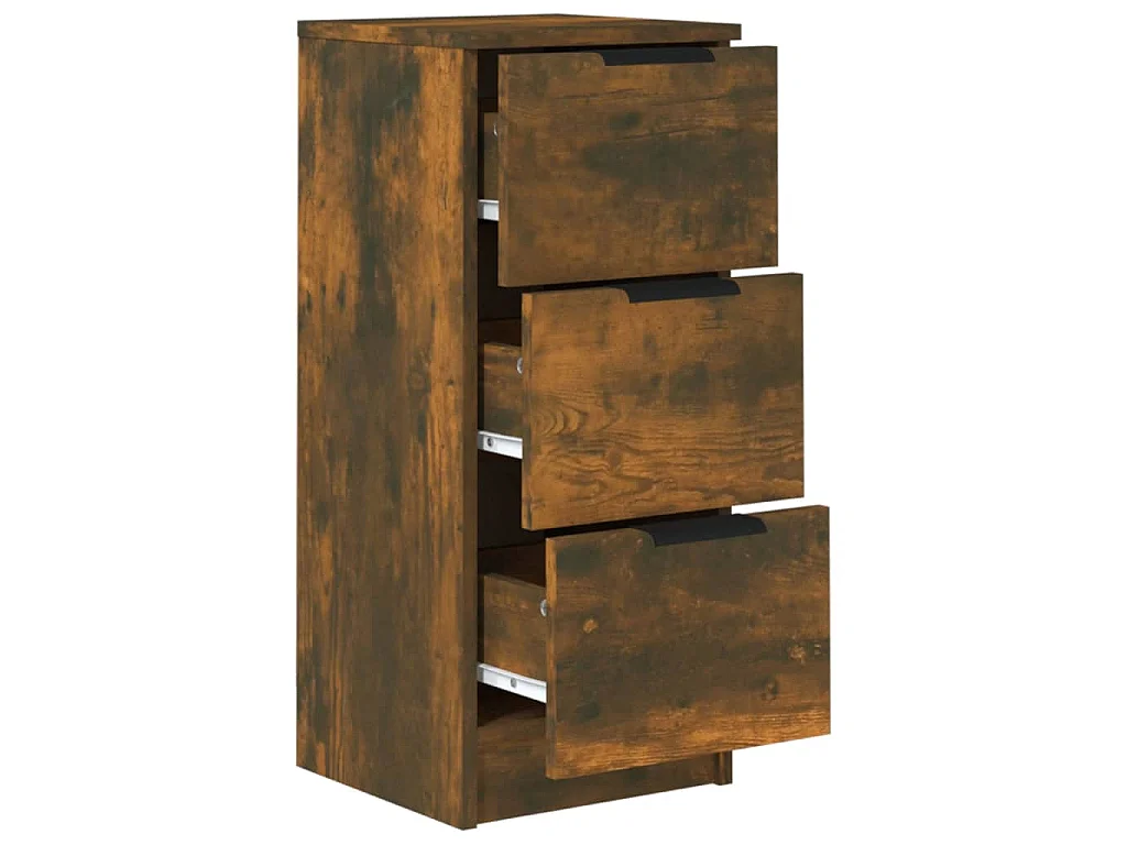 Dressoir 30x30x70 cm bewerkt hout gerookt eikenkleurig