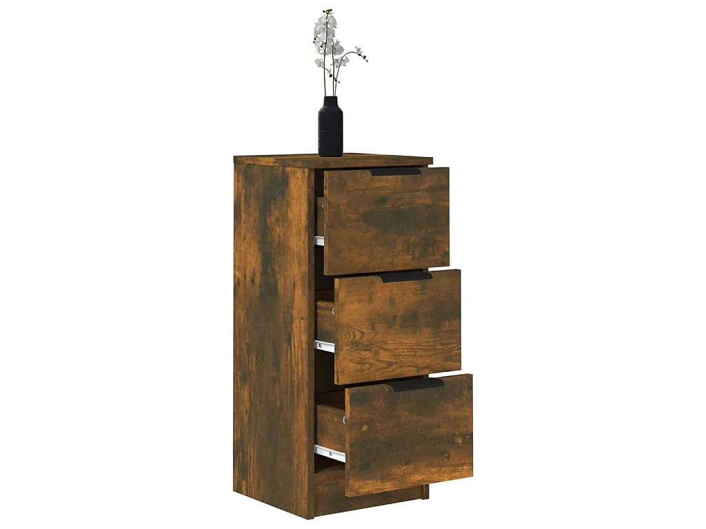 Dressoir 30x30x70 cm bewerkt hout gerookt eikenkleurig