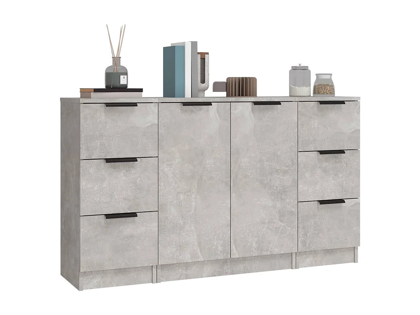 Sideboards 3 Stk. Betongrau Holzwerkstoff