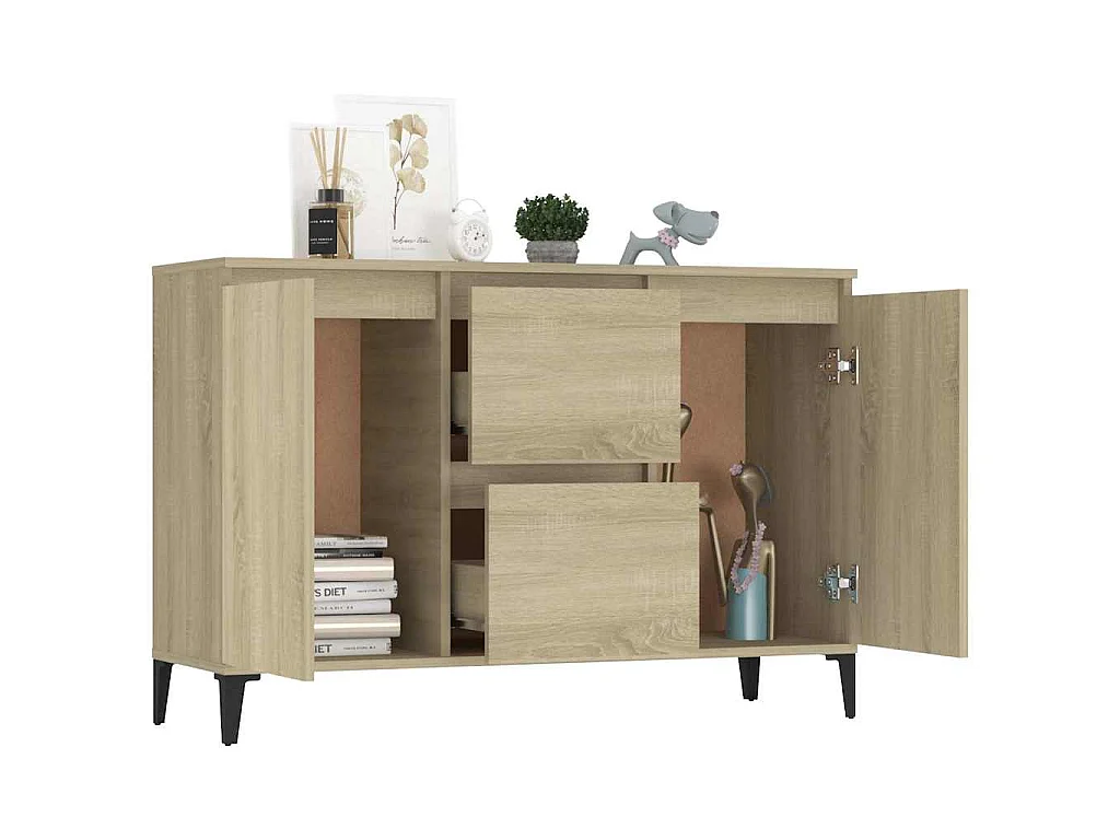 Buffet chêne sonoma 102x35x70 cm bois d'ingénierie