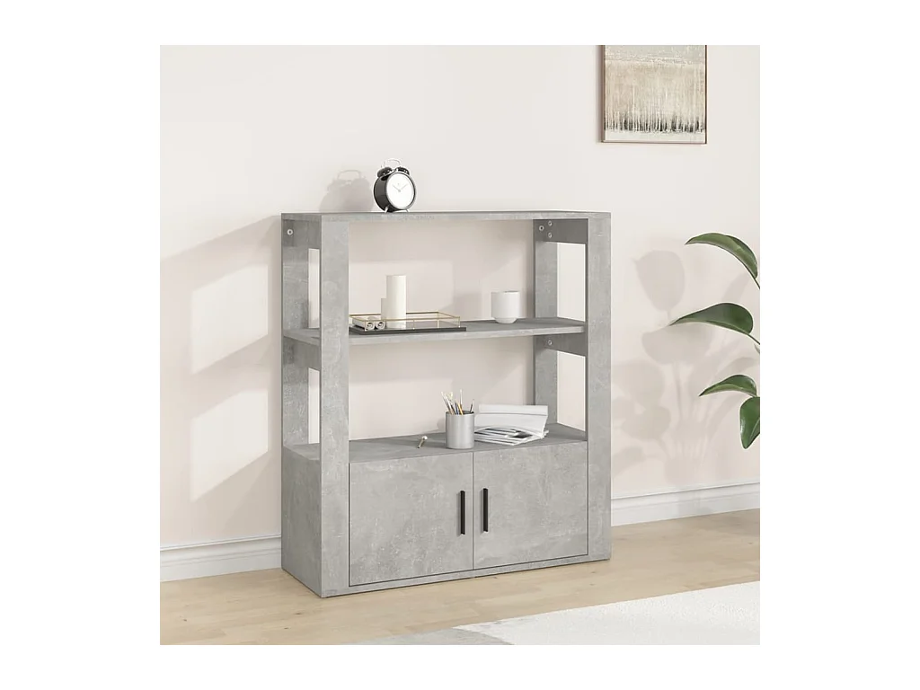 Buffet Gris béton 80x30x90 cm Bois d'ingénierie