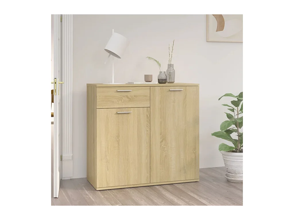 Aparador de madera contrachapada color roble Sonoma 80x36x75 cm