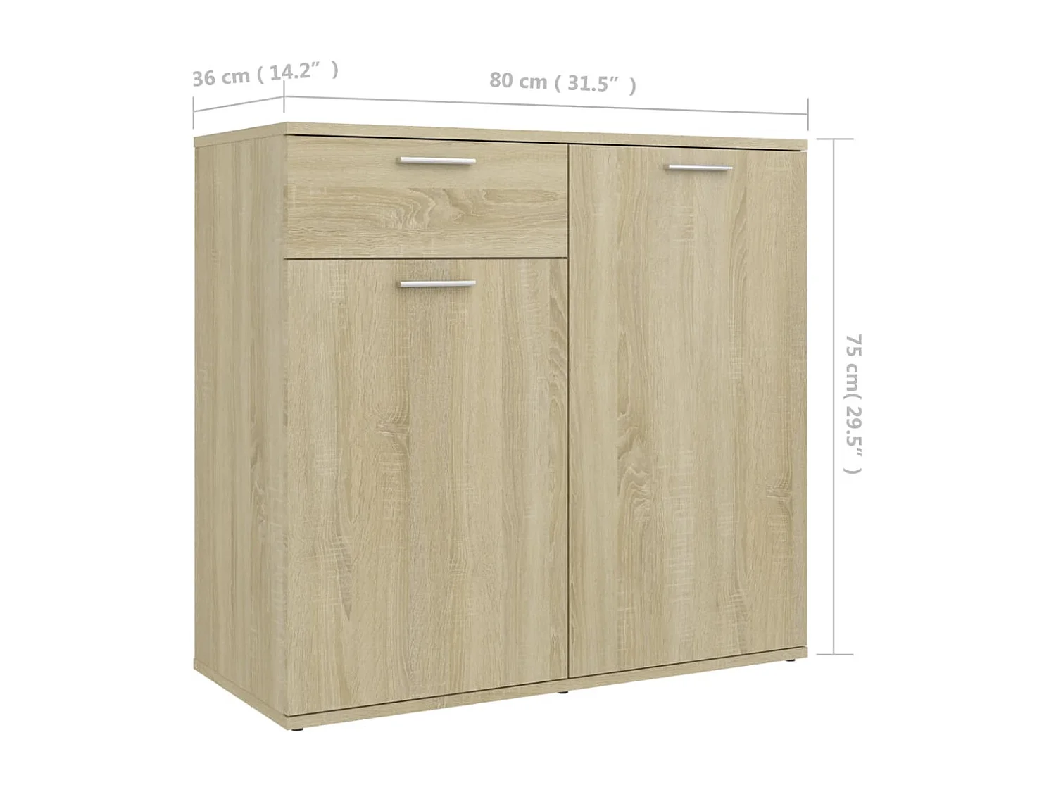 Buffet chêne sonoma 80x36x75 cm bois d'ingénierie