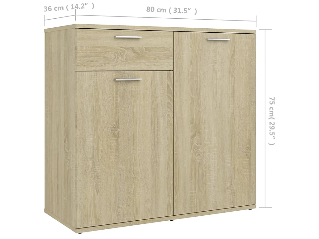 Sideboard Sonoma-Eiche 80x36x75 cm Holzwerkstoff