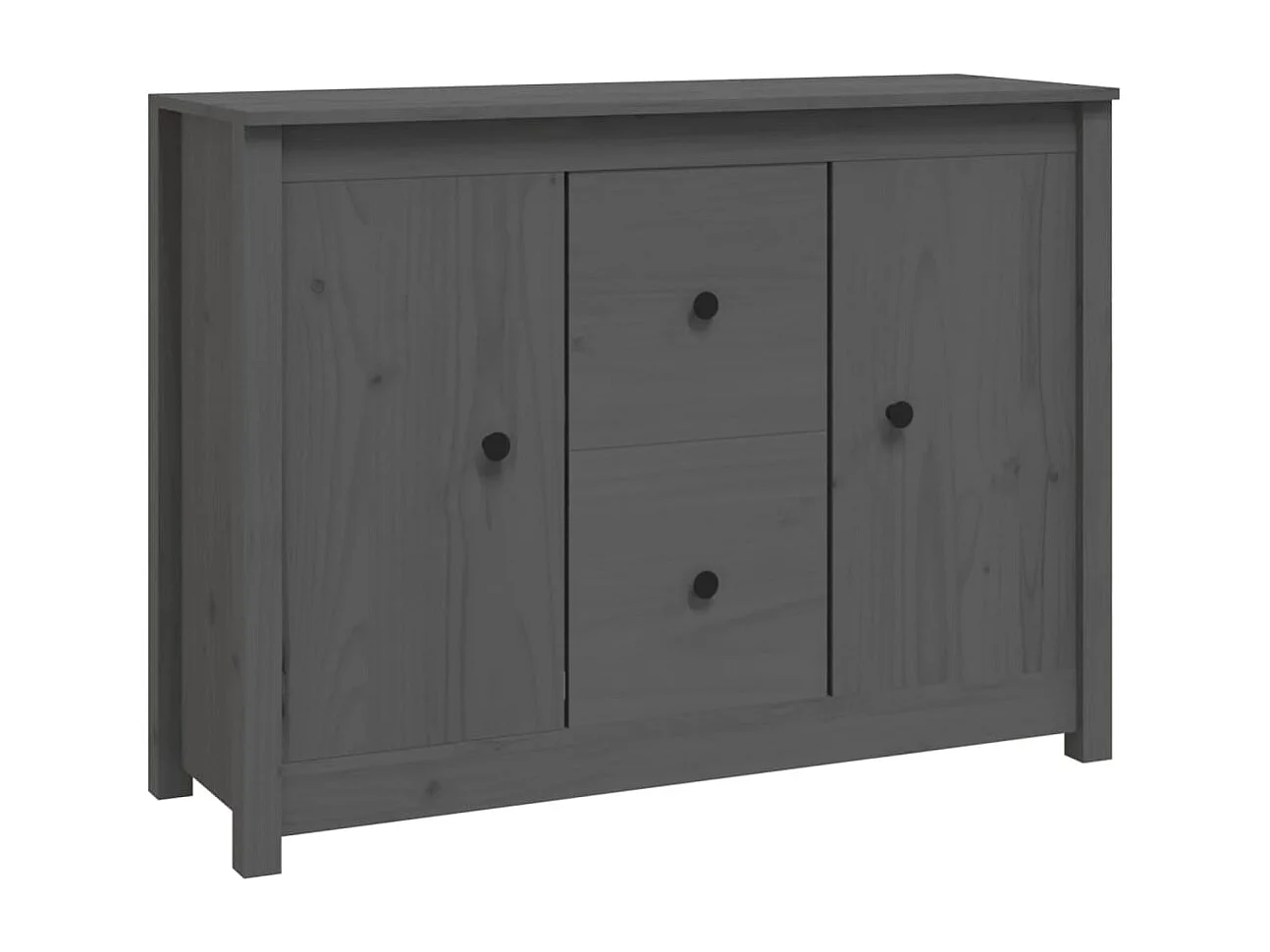Sideboard Grau 100x35x74 cm Massivholz Kiefer