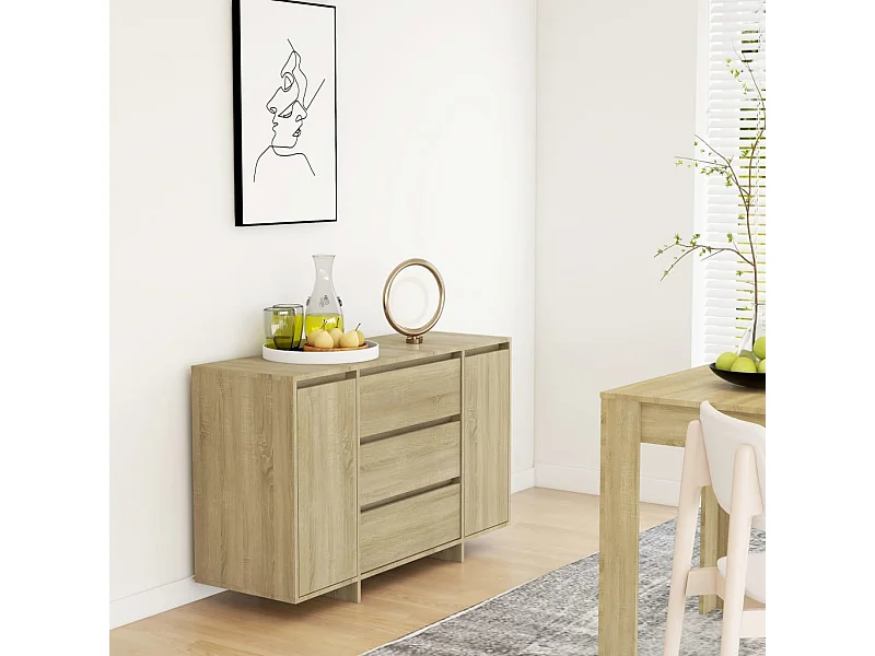 Credenza con 3 Cassetti Rovere Sonoma 120x41x75cm in Truciolato