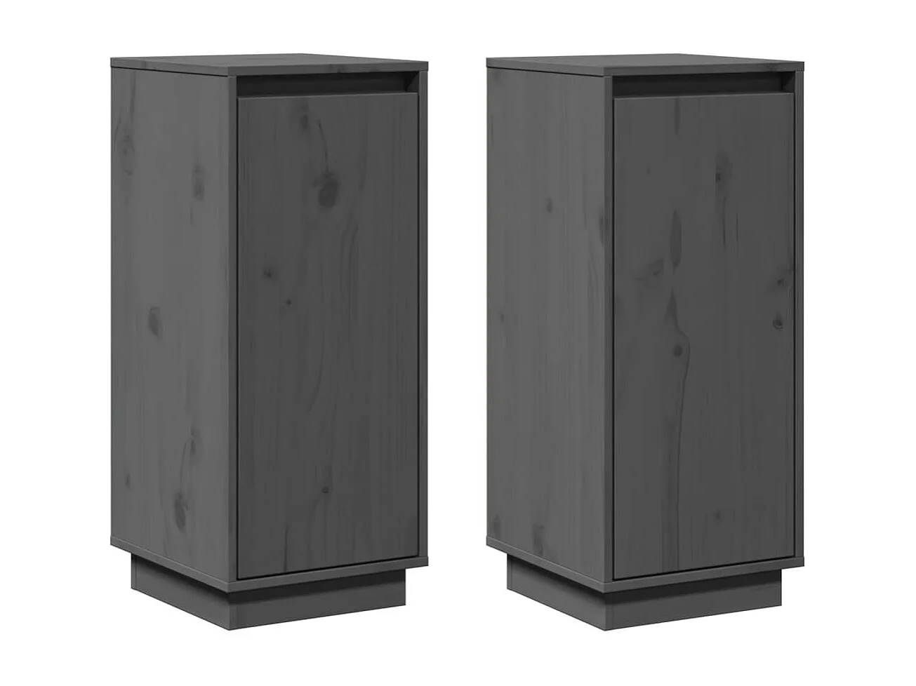 Buffets 2 pcs Gris 31,5x34x75 cm Bois massif de pin