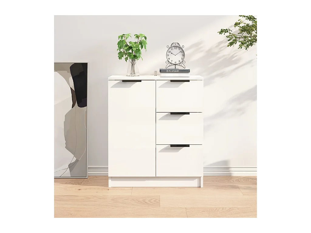 Dressoir 60x30x70 cm bewerkt hout hoogglans wit