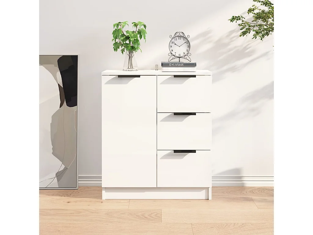 Buffet Blanc brillant 60x30x70 cm Bois d'ingénierie