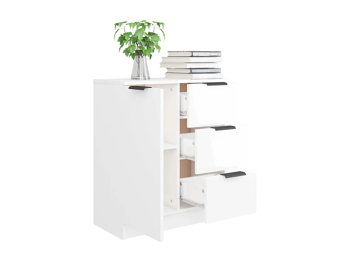 Buffet Blanc brillant 60x30x70 cm Bois d'ingénierie