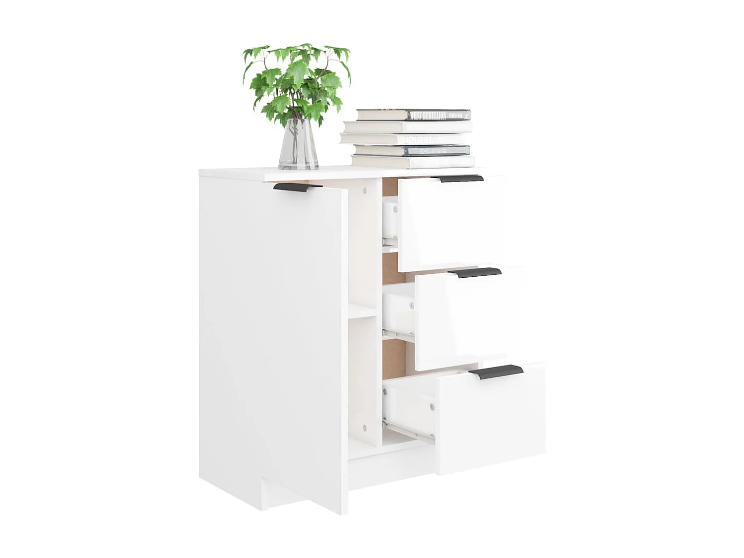 Buffet Blanc brillant 60x30x70 cm Bois d'ingénierie