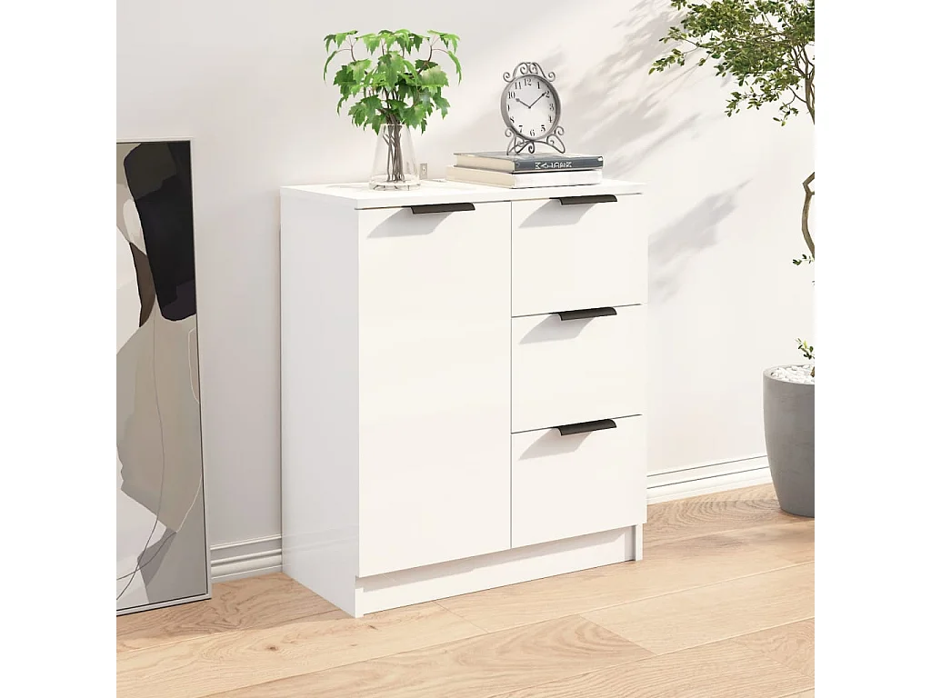 Buffet Blanc brillant 60x30x70 cm Bois d'ingénierie