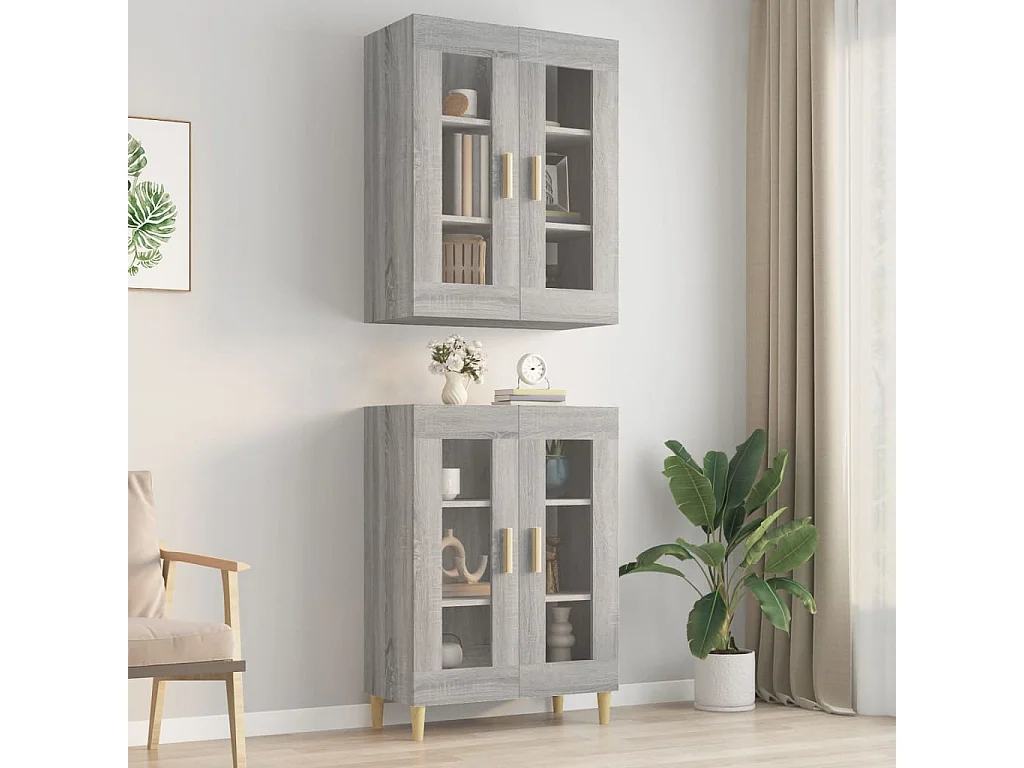 Armadietto Pensile a Parete Grigio Sonoma 69,5x34x90 cm