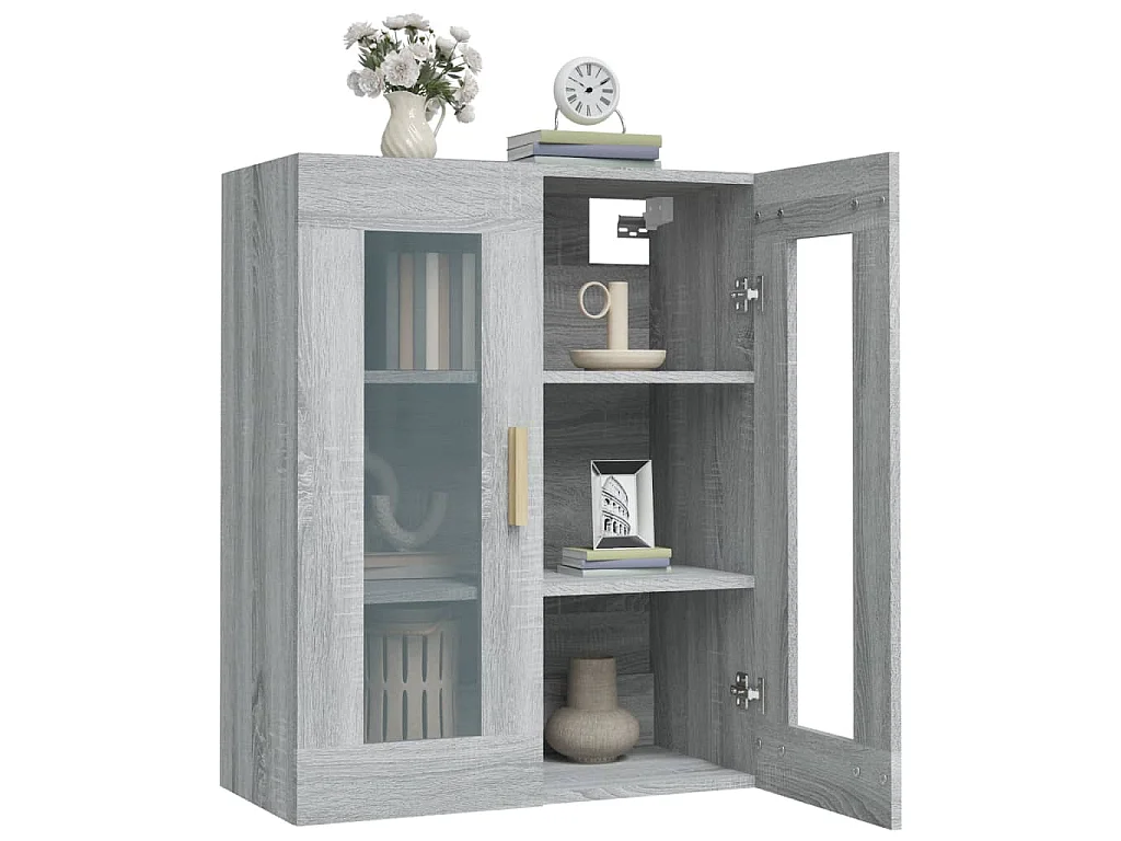 Armadietto Pensile a Parete Grigio Sonoma 69,5x34x90 cm