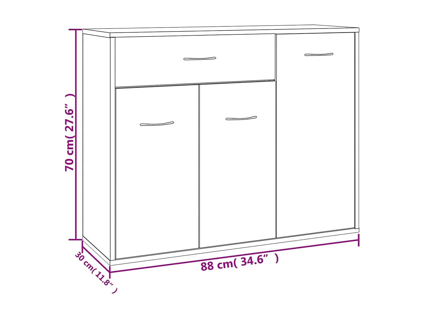 Buffet Chêne sonoma 88x30x70 cm Bois d'ingénierie