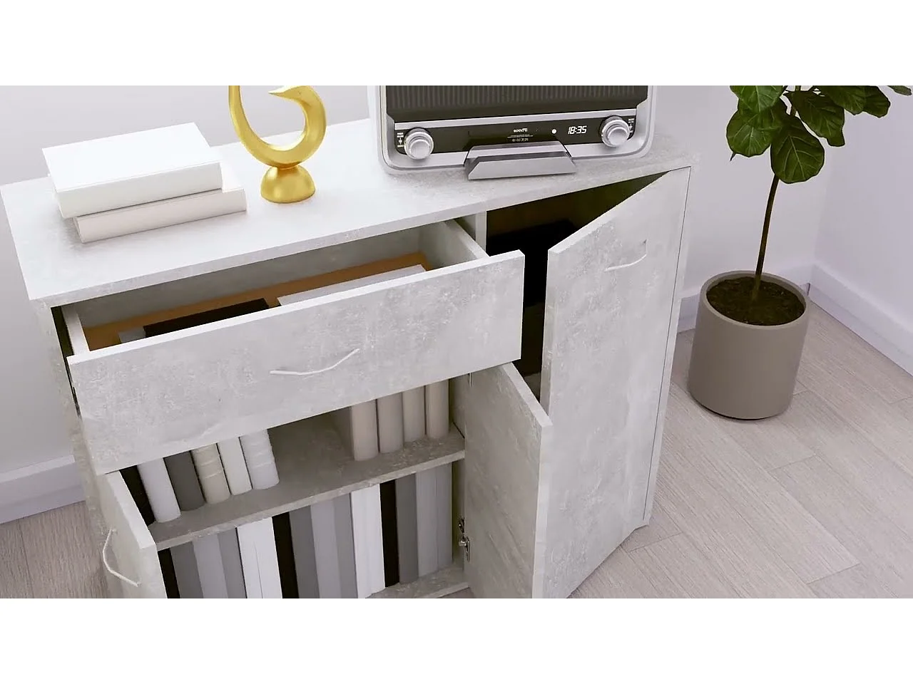 Sideboard Betongrau 88x30x70 cm Holzwerkstoff