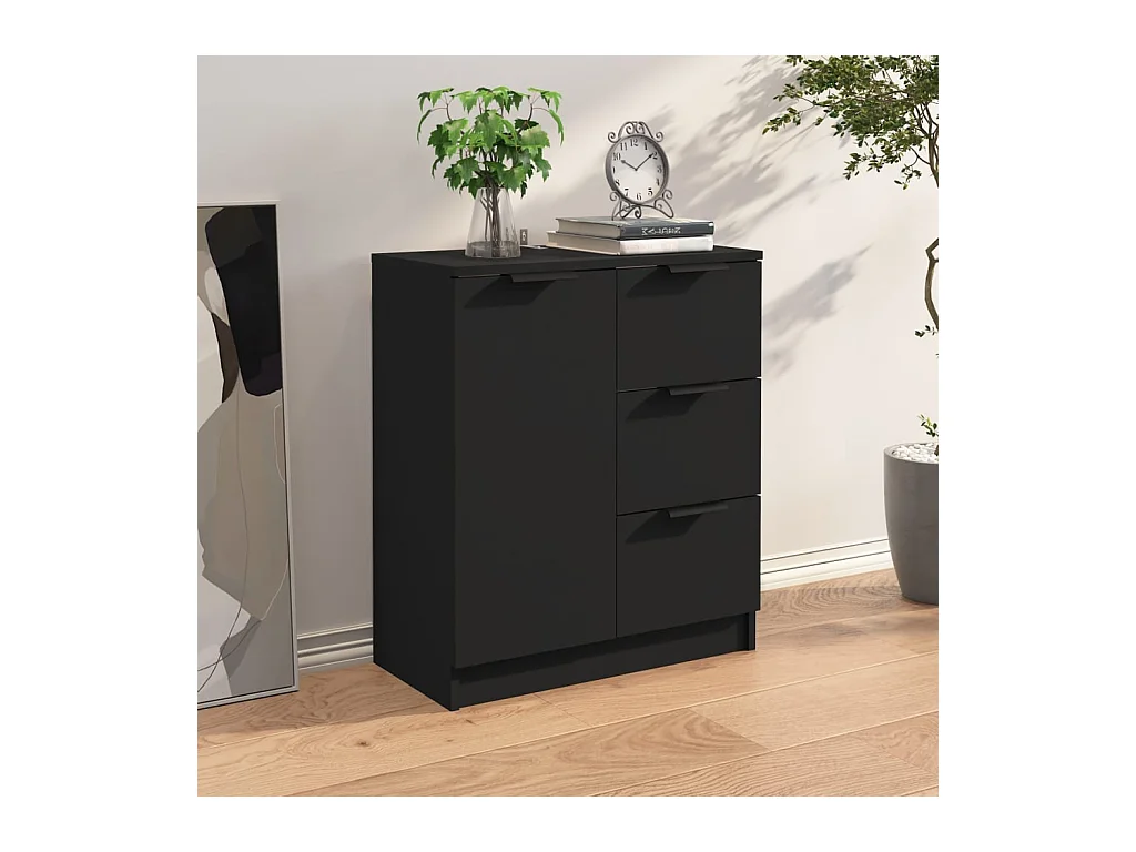 Dressoir 60x30x70 cm bewerkt hout zwart