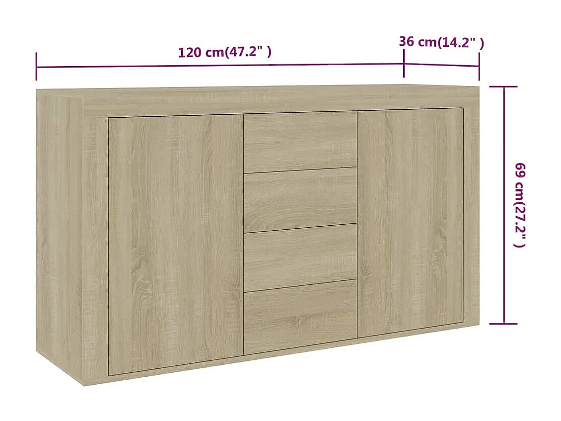 Buffet Chêne sonoma 120x36x69 cm Bois d’ingénierie