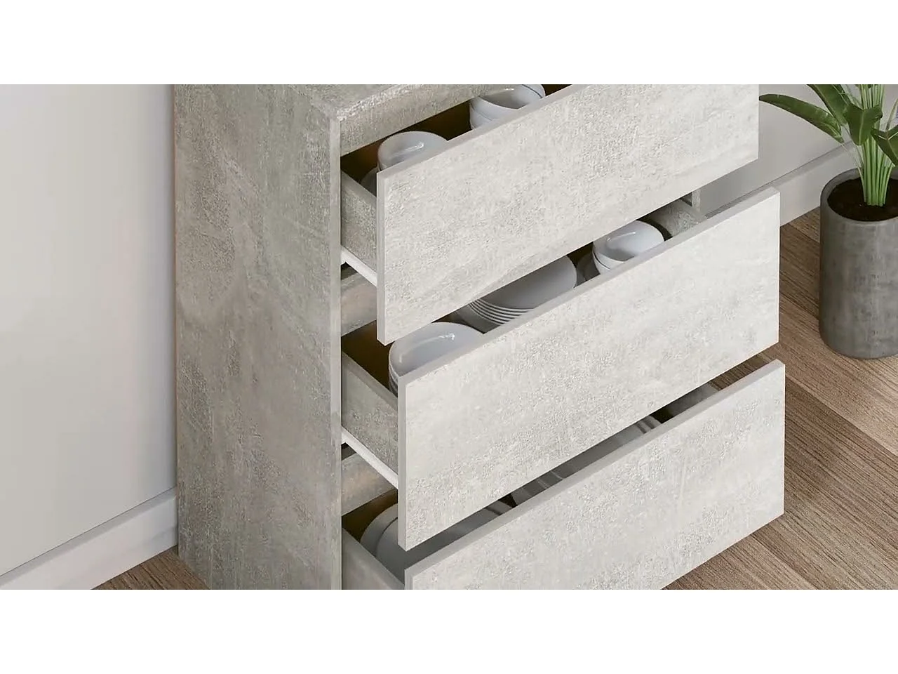 Buffet Gris béton 60x35x76 cm Bois d'ingénierie