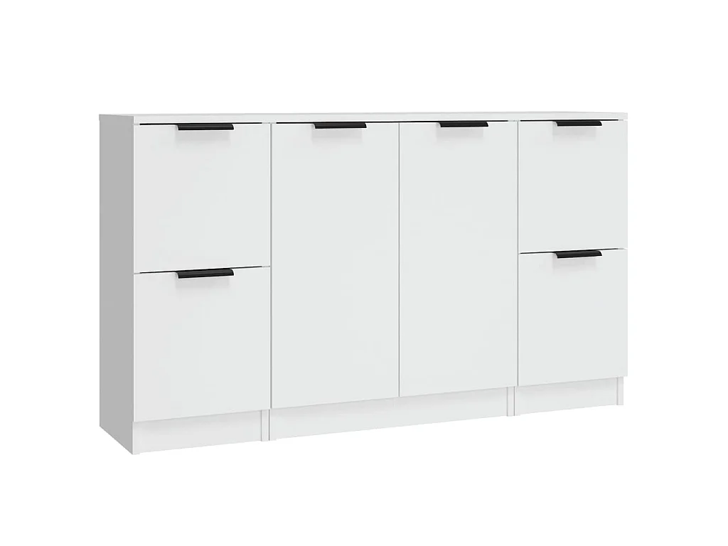 Buffets 3 pcs Blanc Bois d'ingénierie