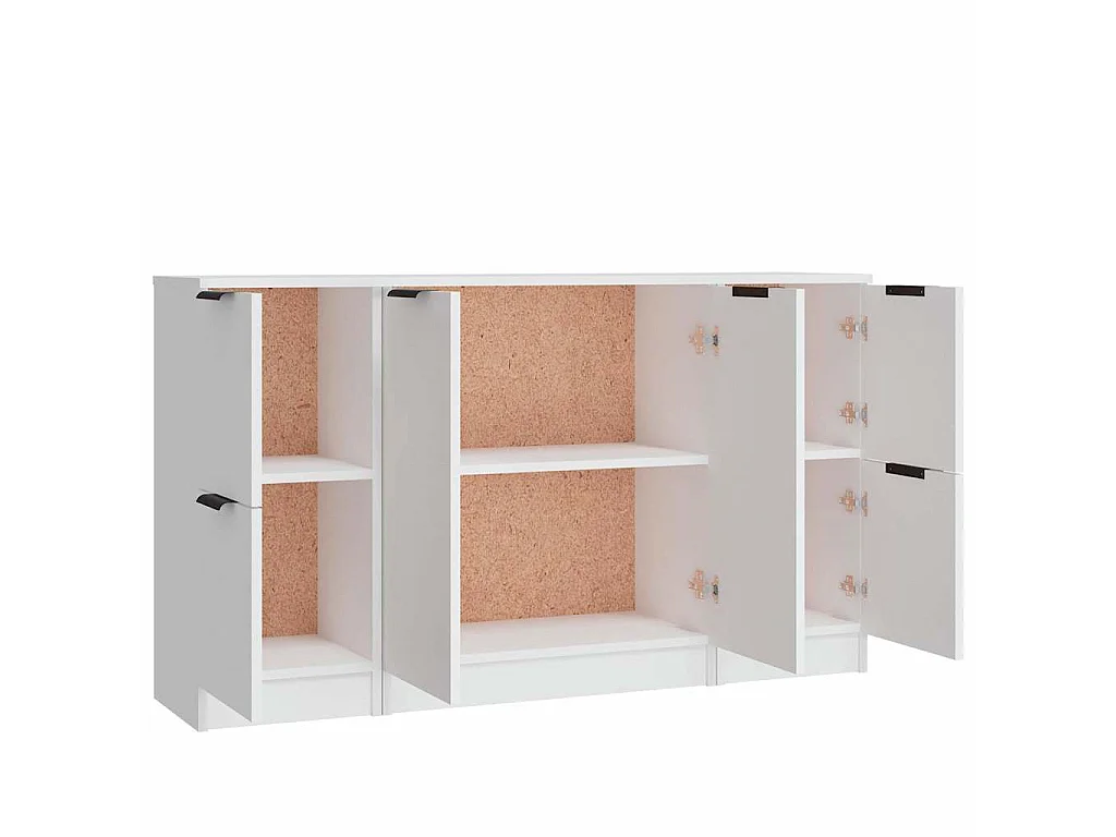 Buffets 3 pcs Blanc Bois d'ingénierie