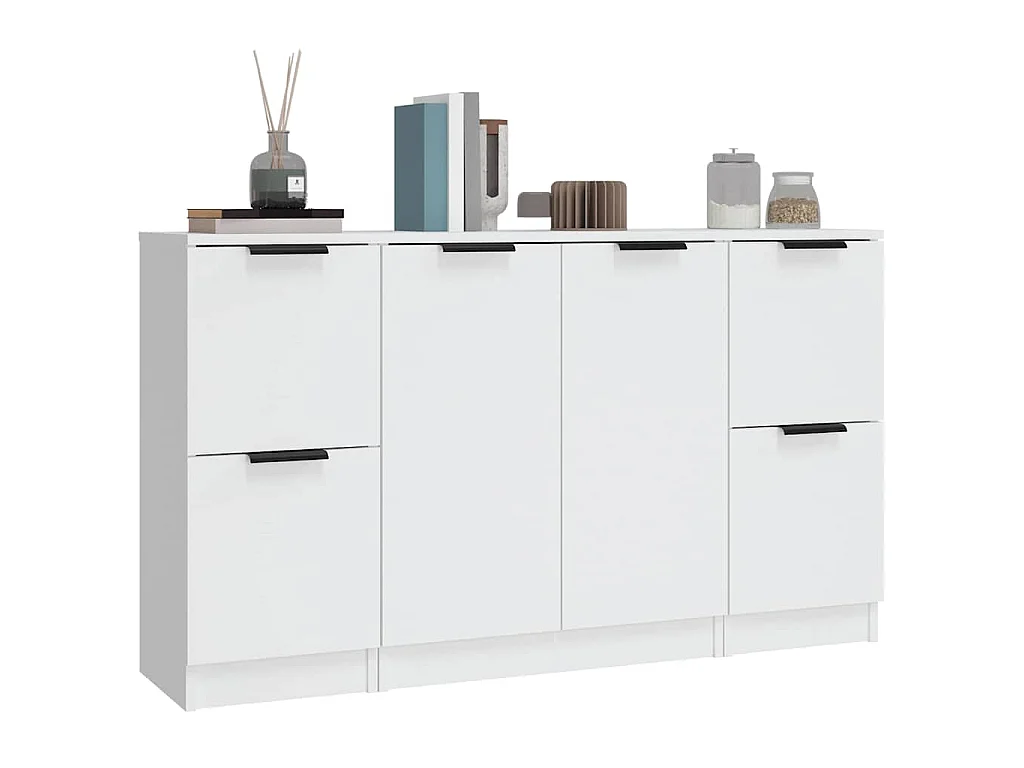 Buffets 3 pcs Blanc Bois d'ingénierie