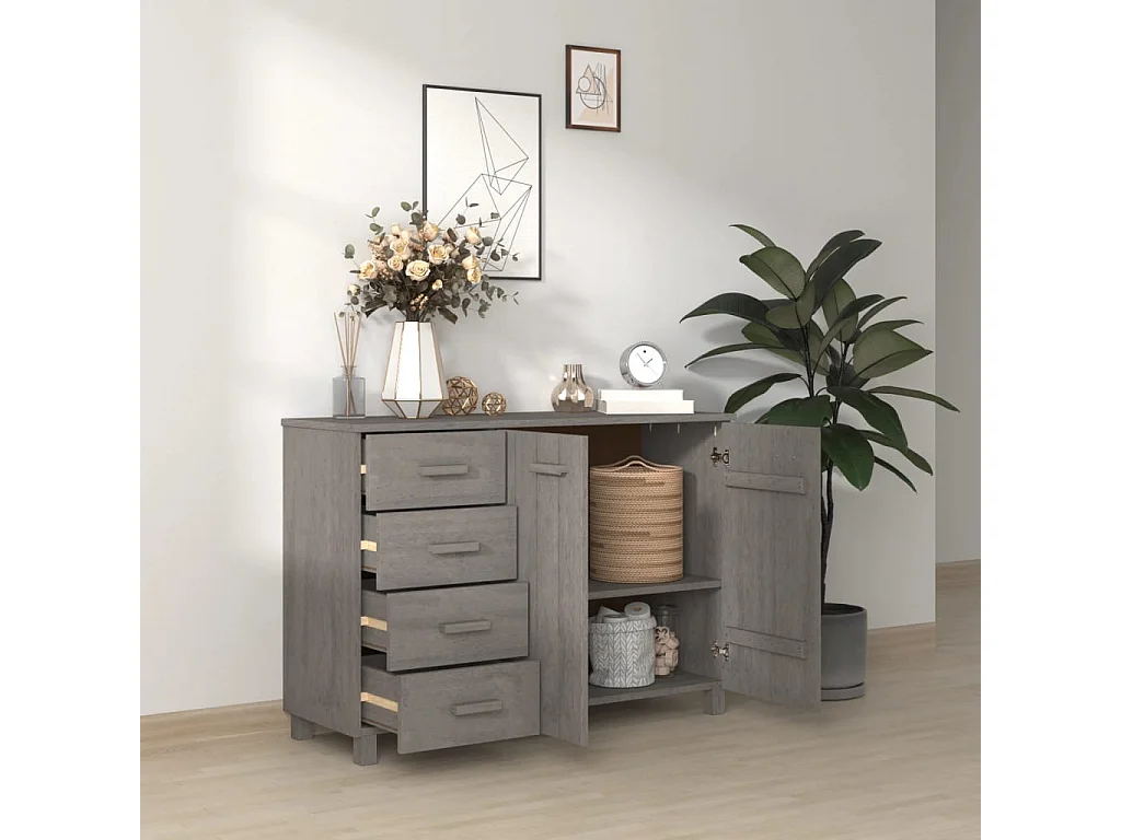 Aparador HAMAR 113x40x80 cm pinho maciço cinza-claro